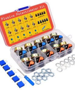 Potentiometer Kit 46 pcs B1K–B1M Ohm Linear Rotary Taper Potentiometer with WH148 Knobs, Multi-Turn Trimmer 3296 (1K-100K), Mini Screwdriver, Washers and Nuts, Potentiometer Kit from Plusivo 12 81ajDi40fCL