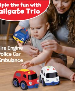 Small World Toys Cars For Toddlers 1-3, Magnetic Tailgate Trio Emergency Vehicle Set, Preschool Mini Car Toys, Fire Engine, Police Car & Ambulance, Toy Car Gifts for Boys and Girls 9 81ajiaqnbwL