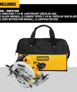 DEWALT Circular Saw, 15 Amp, 57 Degree Bevel, Electric Brake, Corded (DWE575SB) Circular Saw Only 27 81aoFnAPpYS