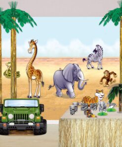 Beistle 6 Piece Plastic Jungle Theme Safari Animal Photo Backdrops for Birthday Party Supplies, 17” – 64”, Multicolored Jungle Animal 23 81aoJvpRuqL