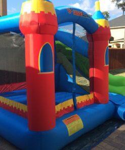 Bounceland Royal Palace Inflatable Bounce House, with Long Slide, Large Bouncing Area, Basketball Hoop and Sun Roof, 13 ft x 12 ft x 9 ft H, UL Strong Certified Blower, Castle Kids Party Theme With Blower 45 81apNFyYfL