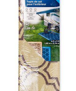 Camco Large Reversible Outdoor Patio Mat Easy to Clean, Perfect for Picnics, Cookouts, Camping, and The Beach (6' x 9', Brown Lattice Design) (42877) 6' x 9' 17 81asISERg4L