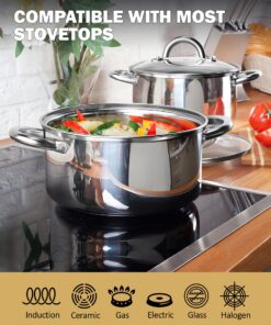 Cook N Home Kitchen Cookware Sets, 12-Piece Basic Stainless Steel Pots and Pans, Silver Stainless Steel Handle 32 81av0hqJUUL