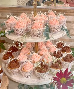 GOLF 100Pcs Cupcake Wrappers Artistic Bake Cake Paper Filigree Little Vine Lace Laser Cut Liner Baking Cup Wraps Muffin CaseTrays for Wedding Party Birthday Decoration (White) White 36 81avZMjmszL