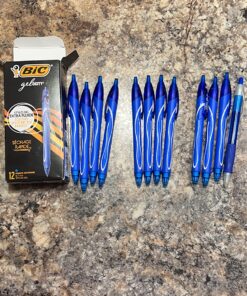 BIC Gel-ocity Quick Dry Blue Gel Pens, Medium Point (0.7mm), 12-Count Pack, Retractable Gel Pens With Comfortable Full Grip 12 Count (Pack of 1) 22 81avw95wvpL