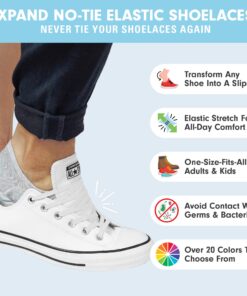 Xpand No Tie Shoelaces System with Elastic Laces - One Size Fits All Adult and Kids Shoes White 21 81ayyOgqQEL
