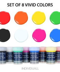 Alternative view of individuall Acrylic Paint Set for Canvas Painting - 8 Colors - Perfect for Holiday Gifts for Young Artists and DIY Projects - Canvas, Paper, Rock, Metal, Plastic and Walls