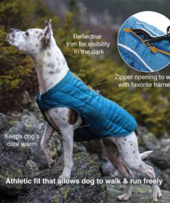 Alternative view of Kurgo Loft Dog Jacket, Reversible Dog Coat, Wear with Harness or Sweater, Water Resistant, Reflective, Winter Coat For Large Dogs (Ink Blue, XL) Extra Large Ink Blue/Seaglass