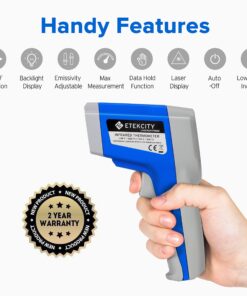 Etekcity Digital Thermometers Non-contact-58°F ~1022°F (-50°C ~ 550°C) ith Adjustable Emissivity & Max Measure for Meat Refrigerator Pool Oven, Blue 47 81b wl4tlL