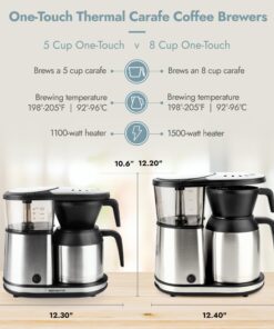 Bonavita 5 Cup Drip Coffee Maker Machine, One-Touch Pour Over Brewing w/Double Wall Thermal Carafe, SCA Certified, 1100 Watt, BPA Free, Dishwasher Safe, Stainless Steel, BV1500TS 27 81b1veGwNjL