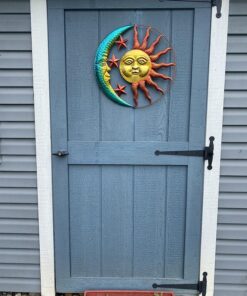 Collections Etc Artistic Sun and Moon Metal Wall Art for Indoors or Outdoors with Rustic Finish, Brown 24 81b2YdDh9jL