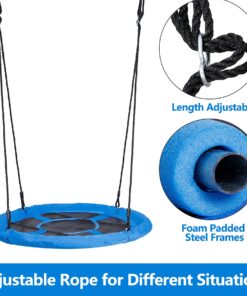 SUPER DEAL 40 Inch Blue Saucer Tree Swing Set for Kids Adults 800lb Weight Capacity Waterproof Flying Swing Seat Textilene Fabric with Adjustable Hanging Ropes for Outdoor Playground, Backyard 18 81b3R1xsL
