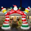 Lulu Home 9FT Christmas Inflatable Decorations, Giant Blow Up Lighthouse Air Arch with Welcome Santa, Xmas Lighted Blowups with Drawstring Bags for Winter Yard Lawn Garden Decor 9ft Santa Arch 24 81b62JFsPnL