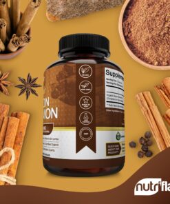 NutriFlair Organic Ceylon Cinnamon (100% Certified ) 1200mg per Serving, 120 Capsules - Joints, Inflammatory, Antioxidant, Glucose Metabolism Support- 120 Count (Pack of 1) 120 Count (Pack of 1) 22 81bCMpuRzOL
