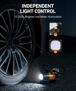 AstroAI Tire Inflator Portable Air Compressor (Up to 150 PSI) Tire Pump for Car 12V DC Digital Air Pump with 12 LEDs Super Bright Light for Bicycle, Motorcycle, Automotive Car Accessories Yellow Type 2 14 81bCOXzwnBL