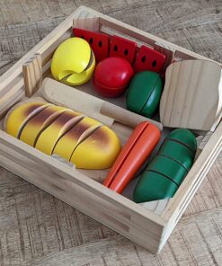 Melissa & Doug Cutting Food - Play Set With 25+ Hand-Painted Wooden Pieces, Knife, and Cutting Board - Pretend Play Kitchen Fruit Toys For Toddlers And Kids Ages 3+ Retail Version Play Food Set 41 81bCp9DNxDL