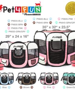 PET4FUN PN935 29" Portable Pet Puppy Dog Cat Animal Playpen Yard Crates Kennel w/Premium 600D Oxford Cloth, Tool-Free Setup, Carry Bag, Removable Security Mesh Cover/Shade, 2 Storage Pockets(Pink) Upgrade Version: 29" x 29" x 17" Medium Pink 40 81bCu3xCIUL