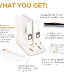 Cabinet Caddy SNAP! Sliding Spice Rack Organizer for Cabinet, Just Pull & Rotate, 3 Snap-In Shelves Adjust for 5 Levels of Storage, Magnetic Modular Design, Non-Skid Base, 8.9”H x 6.1”W x 10.8”D 29 81bD81F1R L