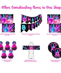 POP parties Bowling Party Large Invitations Pink - 20 Invitations + 20 Envelopes 10 81bDMJBf sL