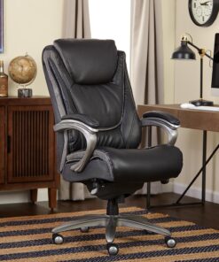 Alternative view of Serta Big and Tall Smart Executive Office ComfortCoils, Ergonomic Computer Chair with Layered Body Pillows, Big & Tall, Adjustable Height, Faux Leather, Black and Gray