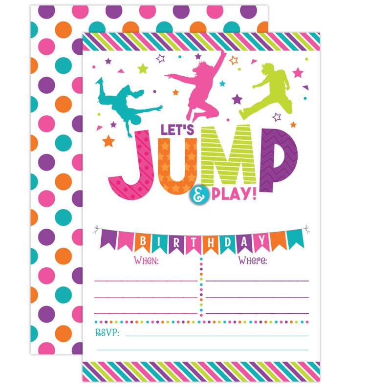 Catalog 3 Your Main Event Prints Bounce House Birthday Invitation - Trampoline Jump Birthday Invite - Girl Bounce Birthday - Bounce and Play! Trampoline Birthday Party, 20 Fill In Bounce Invitations