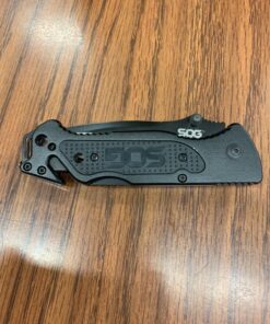 SOG Escape Tactical Folding Knife- 3.4 Inch Serrated Edge Blade Emergency Pocket Knife with Glass Breaker, Wire Stripper and Line Cutter Blades-Black (FF25-CP) Escape - Hardcased Black 34 81bEVDA7ecL