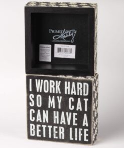 Alternative view of Primitives by Kathy Paw Print Trimmed Box Sign,Wood, Paper, 5" Square, Cat Better Life