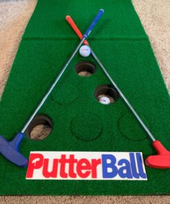 PutterBall Golf Pong Game Set The Original - Includes 2 Putters, 2 Golf Balls, Green Putting Pong Golf Mat & Golf Hole Covers - Best Backyard Party Golf Game Set 26 81bEzMNtdiL