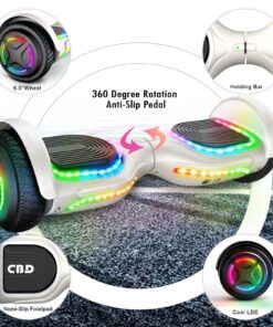 FLYING-ANT Hoverboard, 6.5 Inch Self Balancing Hoverboards with Bluetooth and LED Lights, Hover Board for Kids Teenagers A12 Black+Pink 8 81bFJzzQahL