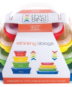 Kitchen + Home Thin Bins Collapsible Containers – Set of 4 Rectangle Silicone Food Storage Containers – BPA Free, Microwave, Dishwasher and Freezer Safe 14 81bGj99DAjL