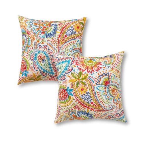 Greendale Home Fashions 17" Outdoor Accent Pillows in Painted Paisley (Set of 2), Jamboree