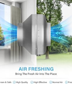 iPower GLFANXINLINE8 8 Inch 750 CFM Inline Duct Ventilation HVAC Exhaust Blower for Grow Tent, Grounded Power Cord, 8" Fan, Grey 19 81bJjtsreOL