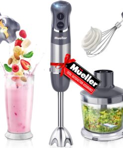 Mueller Smart Stick 800W, 12 Speed and Turbo Mode, 3-in-1, Heaviest Duty Copper Motor Immersion Blender, Titanium Steel Blades Hand Blender, Comfygrip Handle, Whisk, Beaker/Measuring Cup 32 81bJjzfFB4L