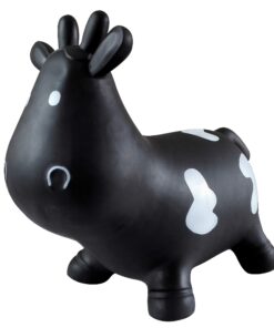 Alternative view of AppleRound Cow Bouncer with Air Pump, Inflatable Space Hopper, Ride-on Bouncy Animal (Black) Black