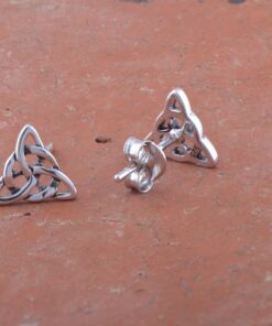 Rhodium Plated Sterling Silver Womens Irish Celtic Triquetra Triangle Stud Earrings - 0.27in 21 81bKK2fd8L