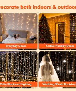 Twinkle Star 300 LED Window Curtain String Lights Wedding Party Home Garden Bedroom Outdoor Indoor Wall Decorations, Warm White *Warm white 22 81bLQ9j6 1L