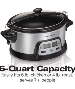 Alternative view of Hamilton Beach 33861 Portable Programmable Slow Cooker, Dishwasher Safe Crock, 6 Qt, FlexCook Dual Digital Timer/2 Heat Settings, Lid Lock for Easy Travel, Silver