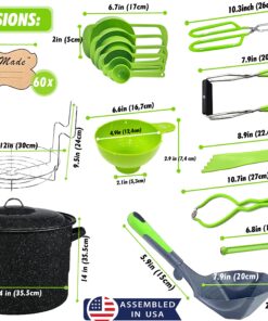 Canning Pot with Rack and full Set + ½ Pint ladle Measuring Cups - Supplies Kit for Beginner, Food Grade Stainless Steel Accessories Starter Canning Kit with Pot and Rack 12 81bMDfagoBL
