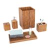 Seville Classics Bamboo Eco-Conscious Bathroom Vanity Organizer Set Kitchen Home Over The Sink Trash Bin, Soap, Cotton Ball Holder, Towel Tray, 5 Piece, Bamboo 10 81bN3LxvioL
