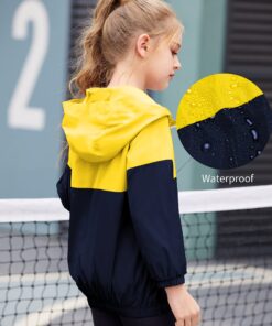 Arshiner Boys Girls Hooded Rain Jackets Waterproof Rain coats Packable Windbreaker for Kids Lightweight Jackets 6-7 Years Yellow/Navy 11 81bNN1mnj6L