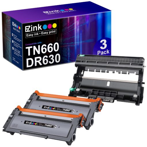 E-Z Ink (TM Compatible Toner Cartridge & Drum Unit Replacement for Brother TN660 TN630 DR630 High Yield to use with HL-L2380DW HL-L2300D HL-L2340DW MFC-L2680W MFC-L2740DW Printer (Black, 3 Pack)