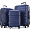 SHOWKOO Luggage Sets Expandable PC+ABS Durable Suitcase Double Wheels TSA Lock 3pcs Blue 20in24in28in 22 81bQlm7vf6L