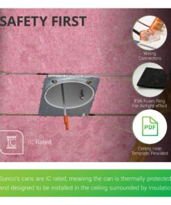 Sunco 12 Pack 4 Inch Recessed Lighting Housing Can Light New Construction, Air Tight Steel Ceiling Can, 120-277V, Hard Wired, TP24 Connector, Easy Install, IC Rated, UL Listed 11 81bQp7dZp8L