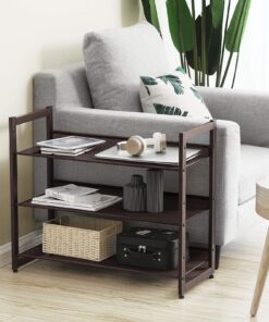 SONGMICS 3-Tier Shoe Rack Storage, Adjustable Metal Mesh Shoe Organizer Stand, Flat/Angled Stackable Shoe Rack Shelf for 9-12 Pairs, Shoe Tower for High Heels, Sneakers, Bronze, 12.1" x 29.1" x 24.7" 26 81bRDgicA8L