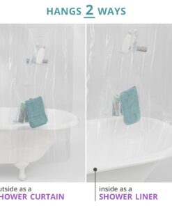 Zenna Home Waterproof PEVA Shower Curtain or Shower Liner with 9 Mesh Storage Pockets, 70" x 72", Bathroom Organizer, Clear Clear Liner 20 81bRHoJyOL