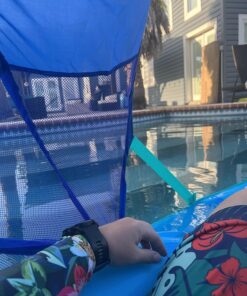 SwimWays Spring Float Recliner with Removable Canopy - Swim Lounger for Pool or Lake, Blue Dark Blue / Light Blue 35 81bRU3WFOL