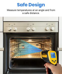 Etekcity Infrared Thermometer Temperature Gun for Cooking, -58°F to 1130°F, Digital Heat Gun for Meat Pizza Oven, Laser Tool for Indoor Outdoor Pool, Cooking, Candy, Griddle Hvac, Yellow 33 81bSoxZZrqL