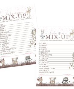 Girls Woodland Baby Shower Word Scramble Game Girls, Pink Boho Floral Ideas, 5x7 Cards, 25 Pack 15 81bT0HT FAL