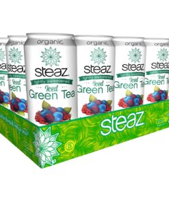 Steaz Organic Lightly Sweetened Iced Green Tea, Blueberry Pomegranate, 16 OZ (Pack of 12) 16 Fl Oz (Pack of 12) 6 81bTkgWdjAL