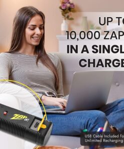 ZAP IT! Bug Zapper - Rechargeable Mosquito, Fly Killer and Bug Zapper Racket - 4,000 Volt - USB Charging, Super-Bright LED Light to Zap in the Dark - Unique 3-Layer Safety Mesh That's Safe to Touch Large Yellow 23 81bUICoJ3VL